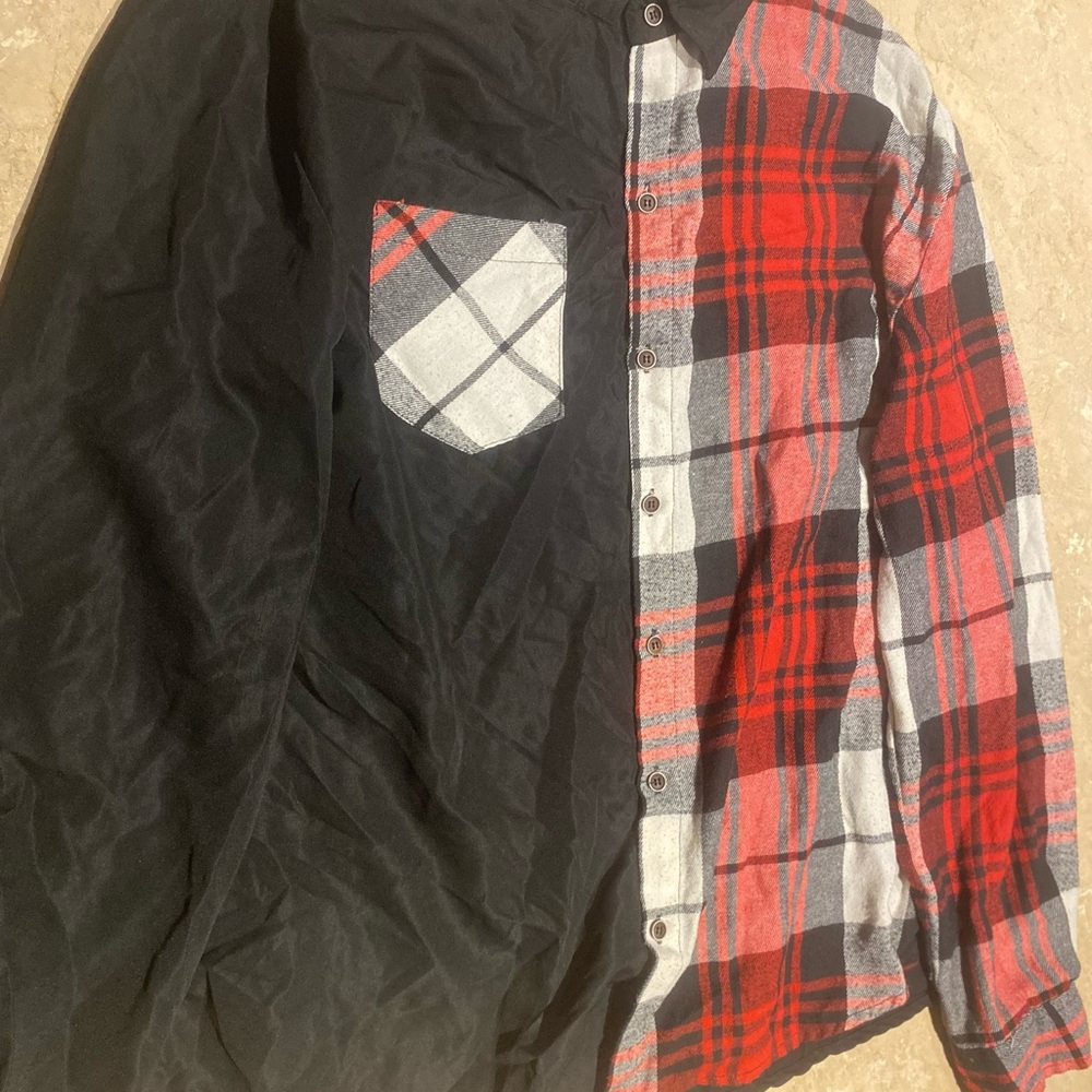 Black and Red Plaid Button-Up Shirt